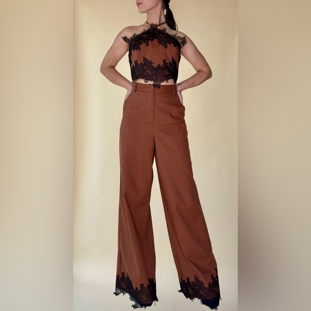 Women's Wide-Leg Brown Pants